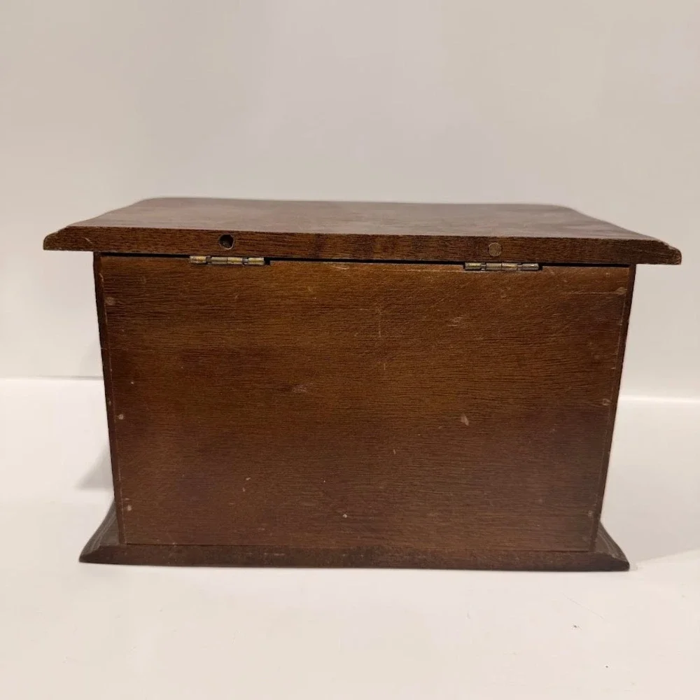 Vintage Wooden Jewelry Box 3 Drawer Chest Dark Brown Ornate Brass Hardware